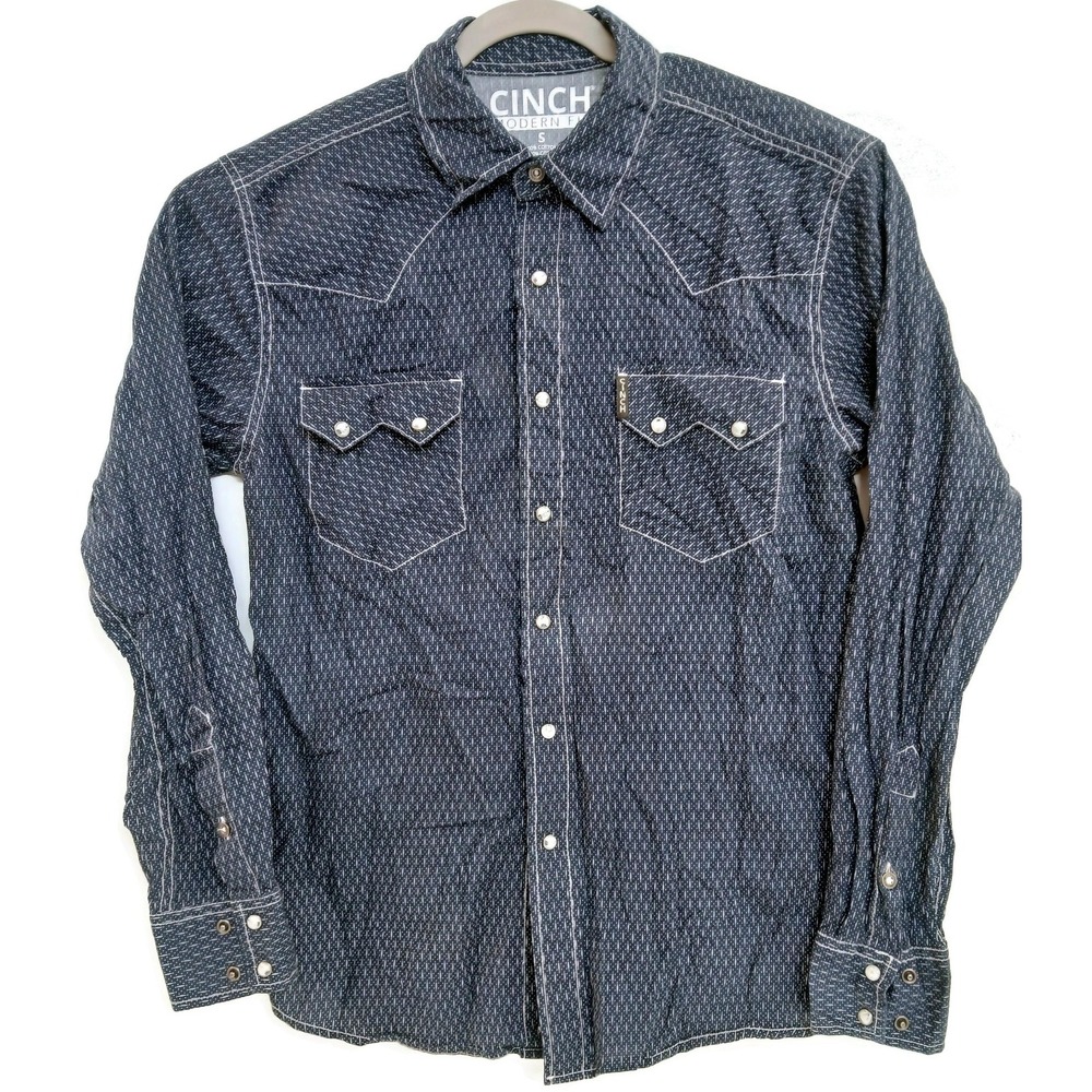 Cinch Shirt Mens Small Blue Western Pearl Snap Long Sleeve Modern Fit Cowboy
